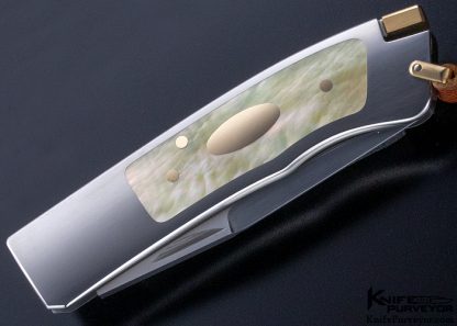 Ron Lake Custom Knife "El Dorado" Gold Lip Pearl Interframe Tail Lock - Image 10