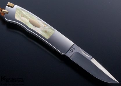 Ron Lake Custom Knife "El Dorado" Gold Lip Pearl Interframe Tail Lock - Image 3