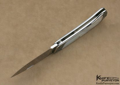 Ron Lake Custom Knife Engraved by Michael Collins Mother of Pearl Interframe with Silver Toothpick Tail Lock - Image 8