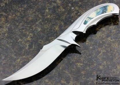 Ron Best Custom Knife Persian Fighter with Mirror Polished & Fluted Integral 440C Steel & Phenolic Inlays