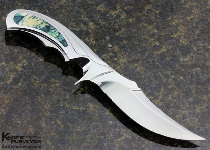 Ron Best Custom Knife Persian Fighter with Mirror Polished & Fluted Integral 440C Steel & Phenolic Inlays - Image 3