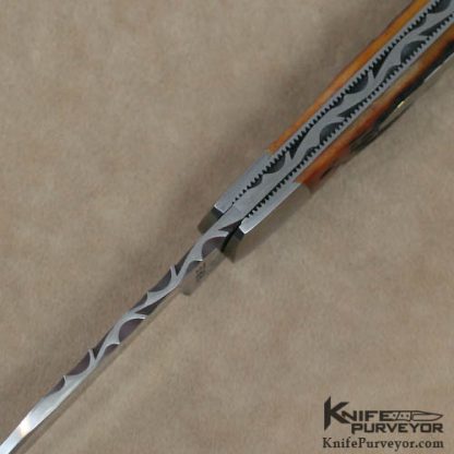 Bill Ruple Custom Knife Amber Jigged Bone Texas Toothpick Slipjoint - Image 4