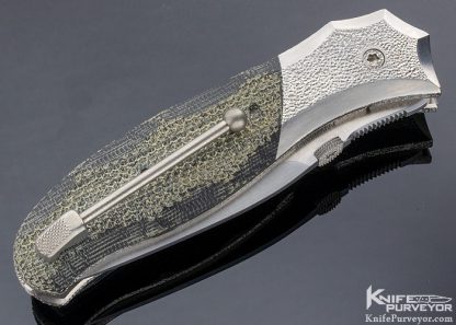 Sal Manaro Custom Knife Stippled and Hand Rubbed Satin Finished Titanium with Textured Canvas Micarta "Rush" Linerlock - Image 3