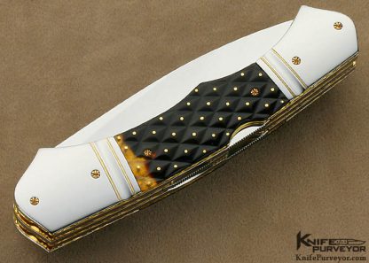 Salvatore Puddu Custom Knife 3 Blade Pique Exotic Material Lockback - Image 3