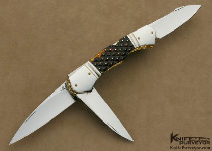 Salvatore Puddu Custom Knife 3 Blade Pique Exotic Material Lockback