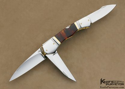 Salvatore Puddu Custom Knife Exotic Material Triple Bladed Lockback