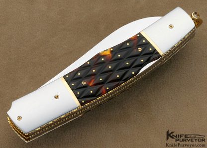 Salvatore Puddu Custom Knife Piqued Exotic Material Double Bladed Lockback - Image 4