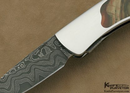 Scott Sawby Custom Knife Mike Norris San Mai Damascus & Carrisite Jasper Interframe Self Lock Scaled Down "Bittern" - Image 2