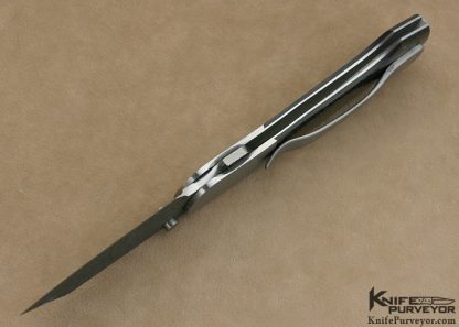 Scott Sawby Custom Knife Carbonfiber & Mike Norris Stainless Damascus Combat Utility Self Lock - Image 5