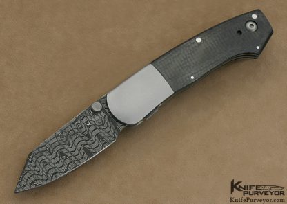 Scott Sawby Custom Knife Carbonfiber & Mike Norris Stainless Damascus Combat Utility Self Lock