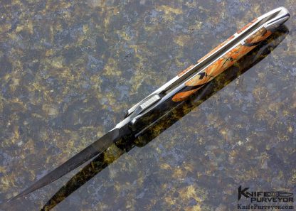 Scott Sawby Custom Knife "Skimmer" Wharncliffe with Jasper and Damasteel Damascus Self Lock - Image 5