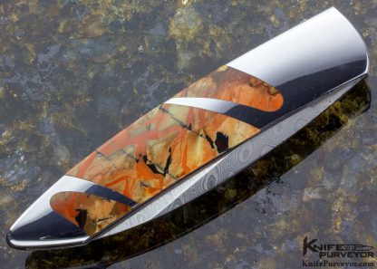 Scott Sawby Custom Knife "Skimmer" Wharncliffe with Jasper and Damasteel Damascus Self Lock - Image 3