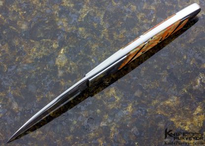 Scott Sawby Custom Knife "Skimmer" Wharncliffe with Jasper and Damasteel Damascus Self Lock - Image 4