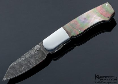 Scott Sawby Custom Knife Black Lip Pearl & Damascus Combat Utility Self Lock