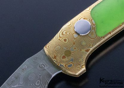 Scott Sawby Custom Knife Green Jade & Mokume "Merlin" Button-Lock - Image 2