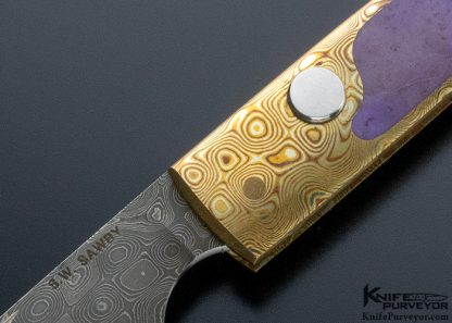 Scott Sawby Custom Knife Lavender Jade & Mokume with Chad Nichols Raindrop Damascus Button lock - Image 2