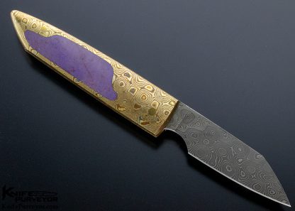 Scott Sawby Custom Knife Lavender Jade & Mokume with Chad Nichols Raindrop Damascus Button lock - Image 3