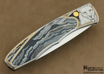 Scott Sawby Custom Knife Jon Robyn Engraved "Eskimo" Jasper Interframe Self Lock - Image 3