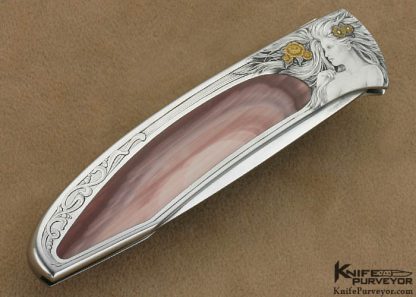 Scott Sawby Custom Knives J. Fava Engraved Imperial Jasper Self Lock Tern - Image 3