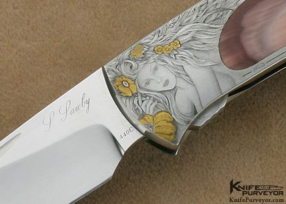 Scott Sawby Custom Knives J. Fava Engraved Imperial Jasper Self Lock Tern - Image 2