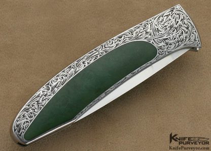 Scott Sawby Custom Knife Kurt Horvath Engraved Jade Interframe Self Lock Tern - Image 4