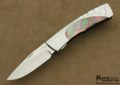 Scott Sawby Custom Knife Mother of Pearl Shell & Black Lip Tahitian Pearl Shell Selflock "Killdeer" April 13 2012