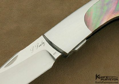 Scott Sawby Custom Knife Mother of Pearl Shell & Black Lip Tahitian Pearl Shell Selflock "Killdeer" April 13 2012 - Image 2