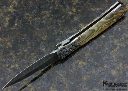 Scott Sawby Custom Knife Royal Sahara Jasper Kingfisher Engraved by Marian Sawby - Image 5