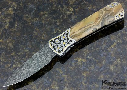 Scott Sawby Custom Knife Royal Sahara Jasper Kingfisher Engraved by Marian Sawby