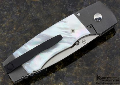 Seamus Custom Knife Bead Blasted Titanium & Mother of Pearl Shell Frame Lock - Image 6