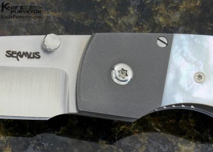 Seamus Custom Knife Bead Blasted Titanium & Mother of Pearl Shell Frame Lock - Image 3