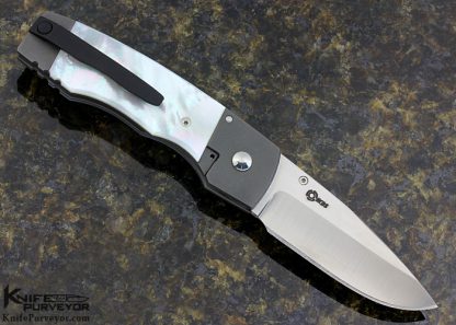 Seamus Custom Knife Bead Blasted Titanium & Mother of Pearl Shell Frame Lock - Image 4