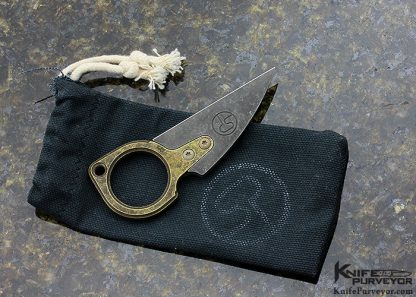 Serge Panchenko Custom Knife Raven Skull Brass Ring - Image 5