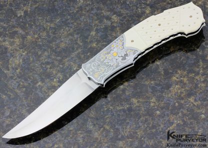 Fabrizio Silvestreilli Custom Knife Pique Mammoth Lockback Trailing Point Engraved By Luca Casari