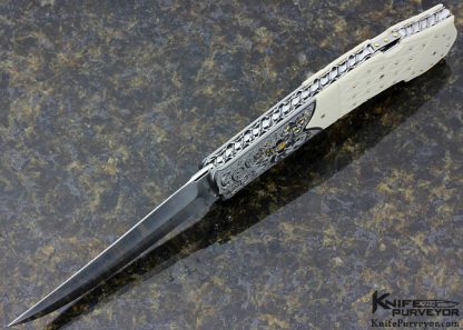 Fabrizio Silvestreilli Custom Knife Pique Mammoth Lockback Trailing Point Engraved By Luca Casari - Image 4