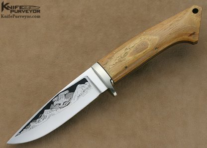 Ed Small Custom Knife Bunnell Etched Blade Drop Point Hunter