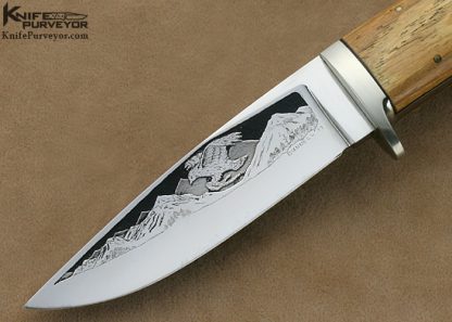 Ed Small Custom Knife Bunnell Etched Blade Drop Point Hunter - Image 2