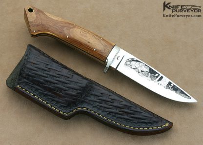 Ed Small Custom Knife Bunnell Etched Blade Drop Point Hunter - Image 3