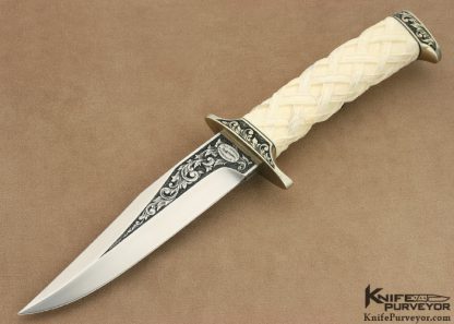 Jim Sornberger Custom Knife Sole Authorship Engraved Basket Weave Carved Boot Knife "Featured in Knives Points of Interest Book IV on page 111"