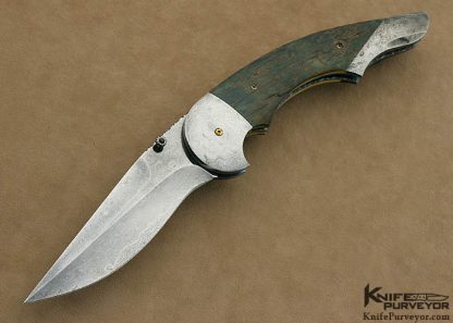 Stan Wilson Custom Knife  Blued Damascus D/A Scale Release "Advisor" Liner Lock