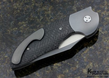 Stan Wilson Custom Knife NFF #5 Carbon Fiber and 2 Tone Finished Blade Hand Rubbed Satin Finished Titanium Bolste - Image 3