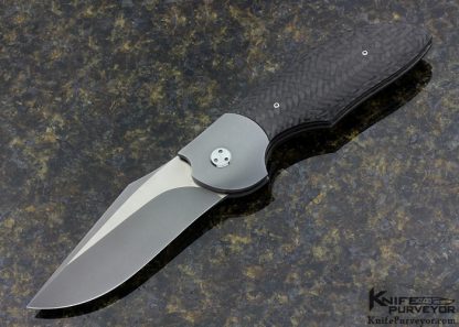 Stan Wilson Custom Knife NFF #5 Carbon Fiber and 2 Tone Finished Blade Hand Rubbed Satin Finished Titanium Bolste