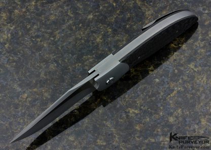 Stan Wilson Custom Knife NFF #5 Carbon Fiber and 2 Tone Finished Blade Hand Rubbed Satin Finished Titanium Bolste - Image 4