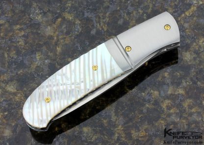 Steve Fecas Custom Knife Fluted Mother of Pearl Linerlock - Image 3