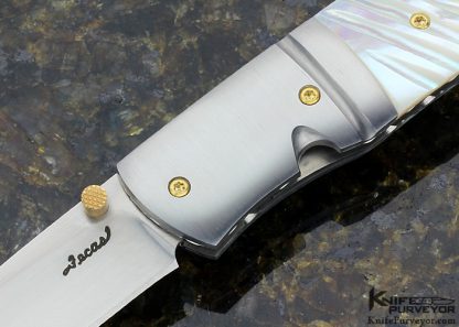 Steve Fecas Custom Knife Fluted Mother of Pearl Linerlock - Image 2