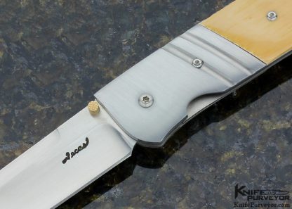 Steve Fecas Custom Knife Mammoth Linerlock with 14Kt. Gold Thumb Stud - Image 2