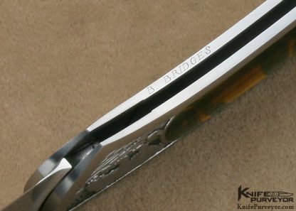 Steve Hoel Custom Knife Bryan Bridges Engraved Tiger Eye Interframe Lockback - Image 10