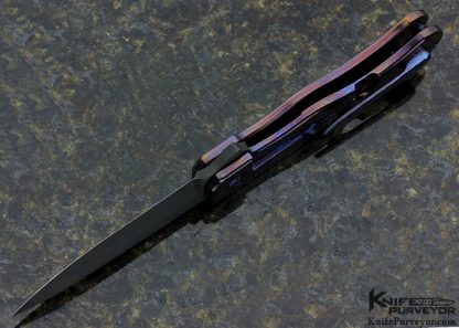 Steve Kelly Custom Knife SK Knives Mokuti & Chad Nichols Stainless Steel Damascus "Conspiracy"  Frame Lock Flipper - Image 5