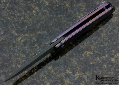 Steve Kelly Custom Knife SK Knives Mokuti & Chad Nichols Stainless Steel Damascus "Conspiracy"  Frame Lock Flipper - Image 4