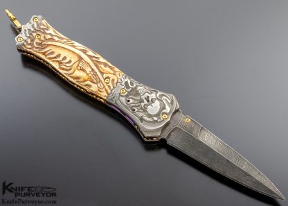 Suchat Jangtanong Custom Knife Carved Reaper with Titanium and Sole Authorship Damascus - Image 3